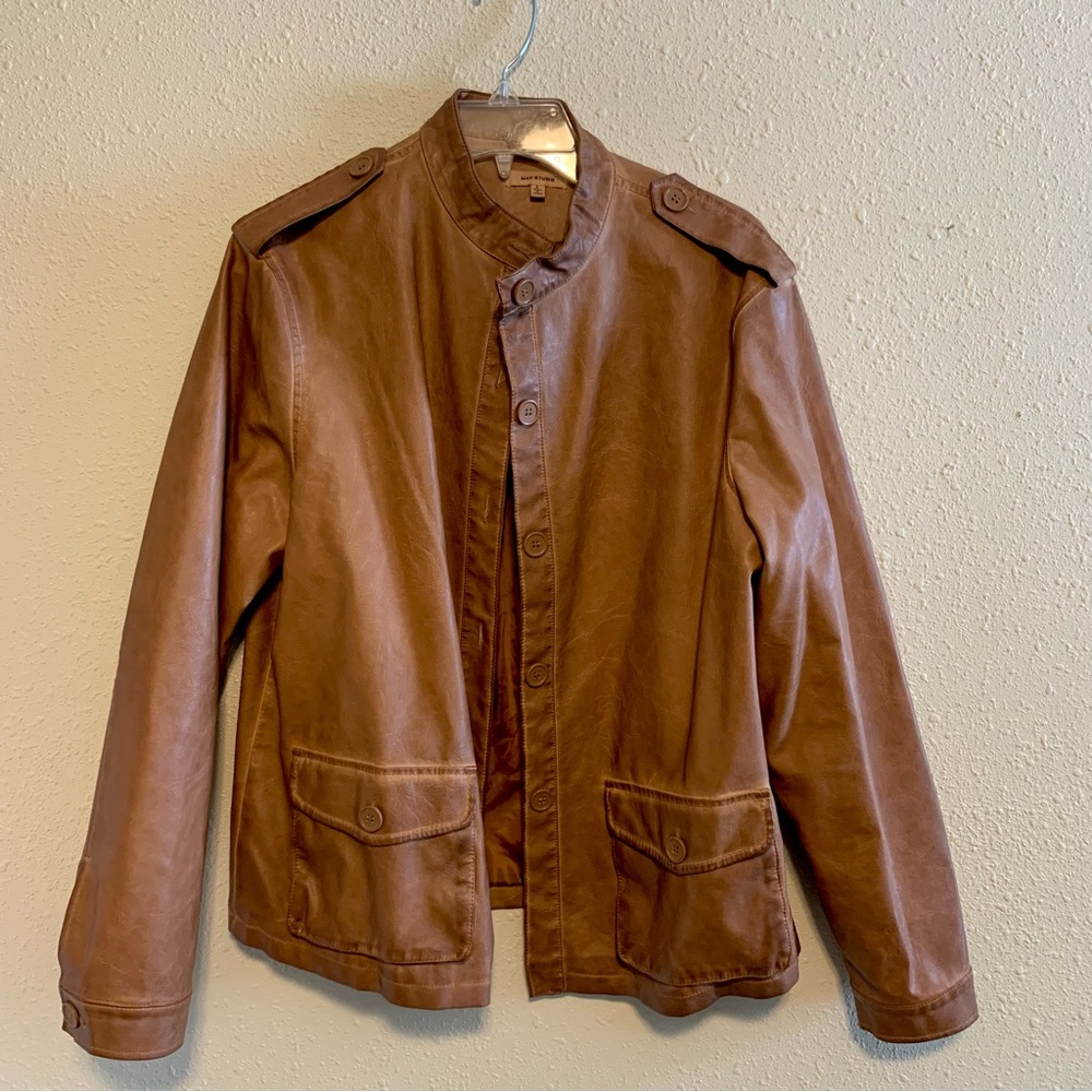 Mac Studio Faux Leather Bomber Jacket